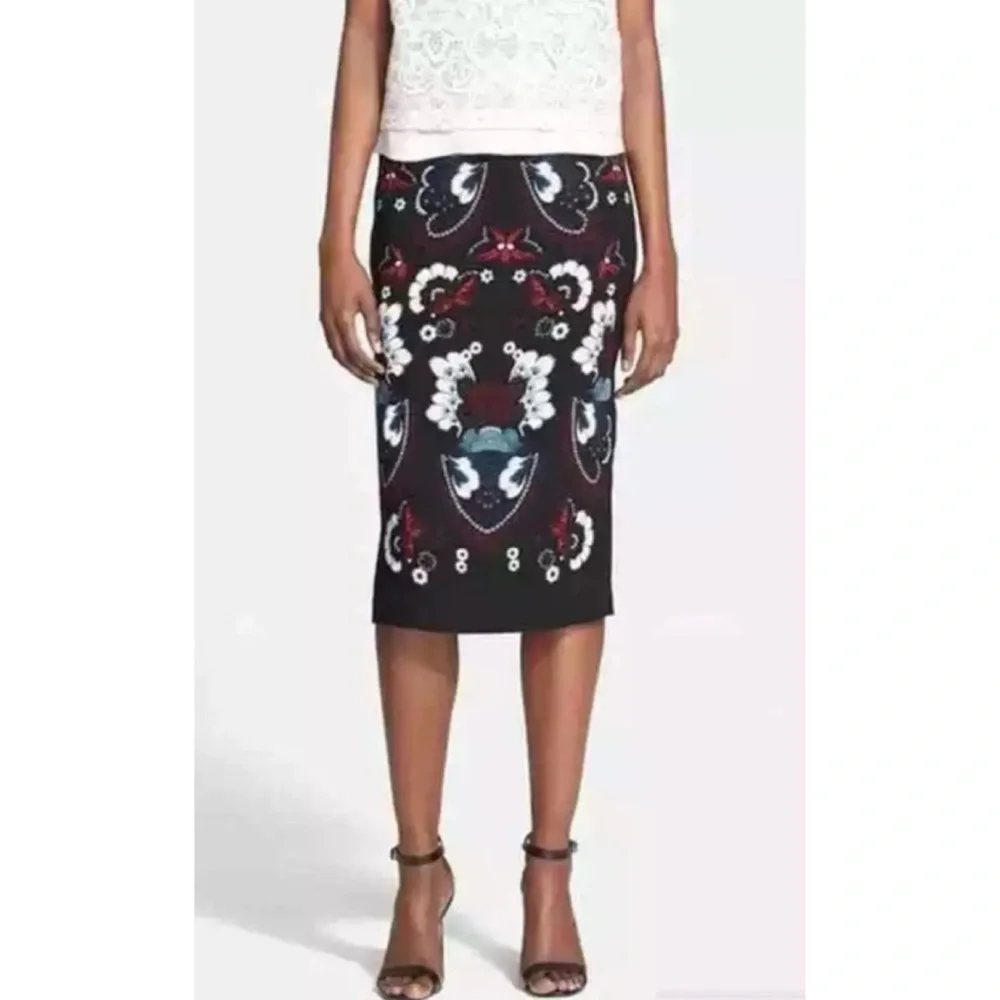 A.L.C. • Black/Multi Haley Garland Floral Silk Pencil Skirt, 2 - Picture 3 of 16